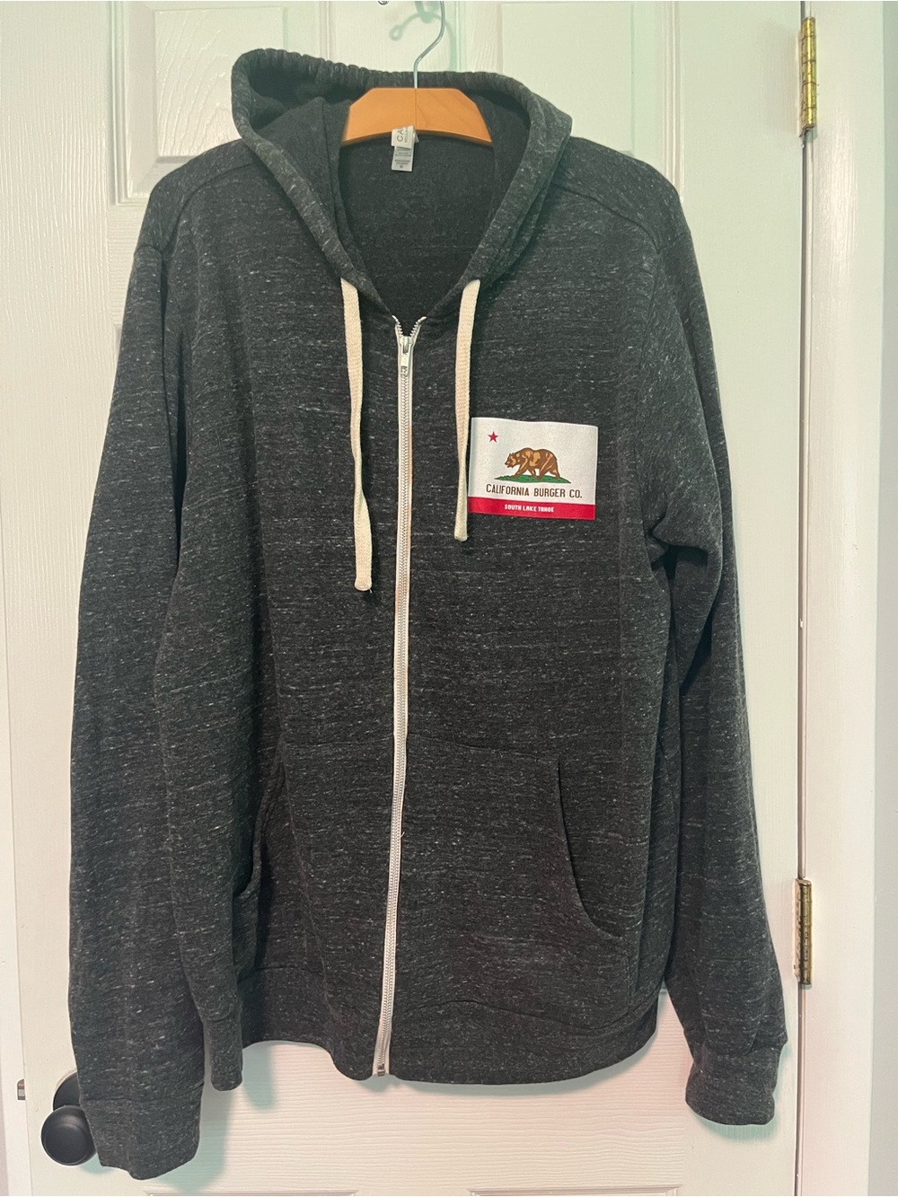 California Burger Co Zip Hoodie with Cream Drawstrings